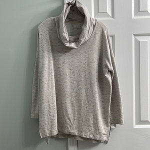 Lou Grey Women’s Cowl Neck Grey and Tan‎ Long Sweatshirt Size Large